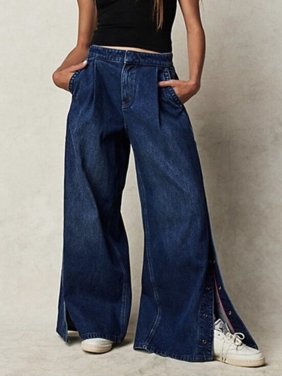 We The Free Denim - We The Free Time Warp Wide Jeans Size 31 Free People